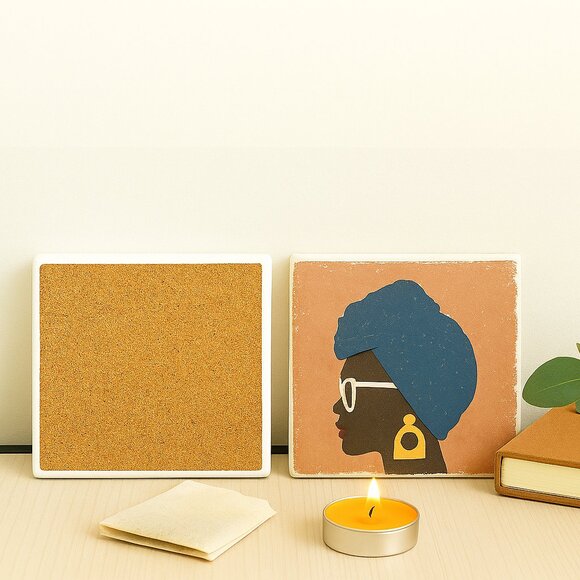 A pair o Afrocentric Coaster Duo – Bold, Artistic, and Culture-Infused size 4x4 - Picture 2 of 4